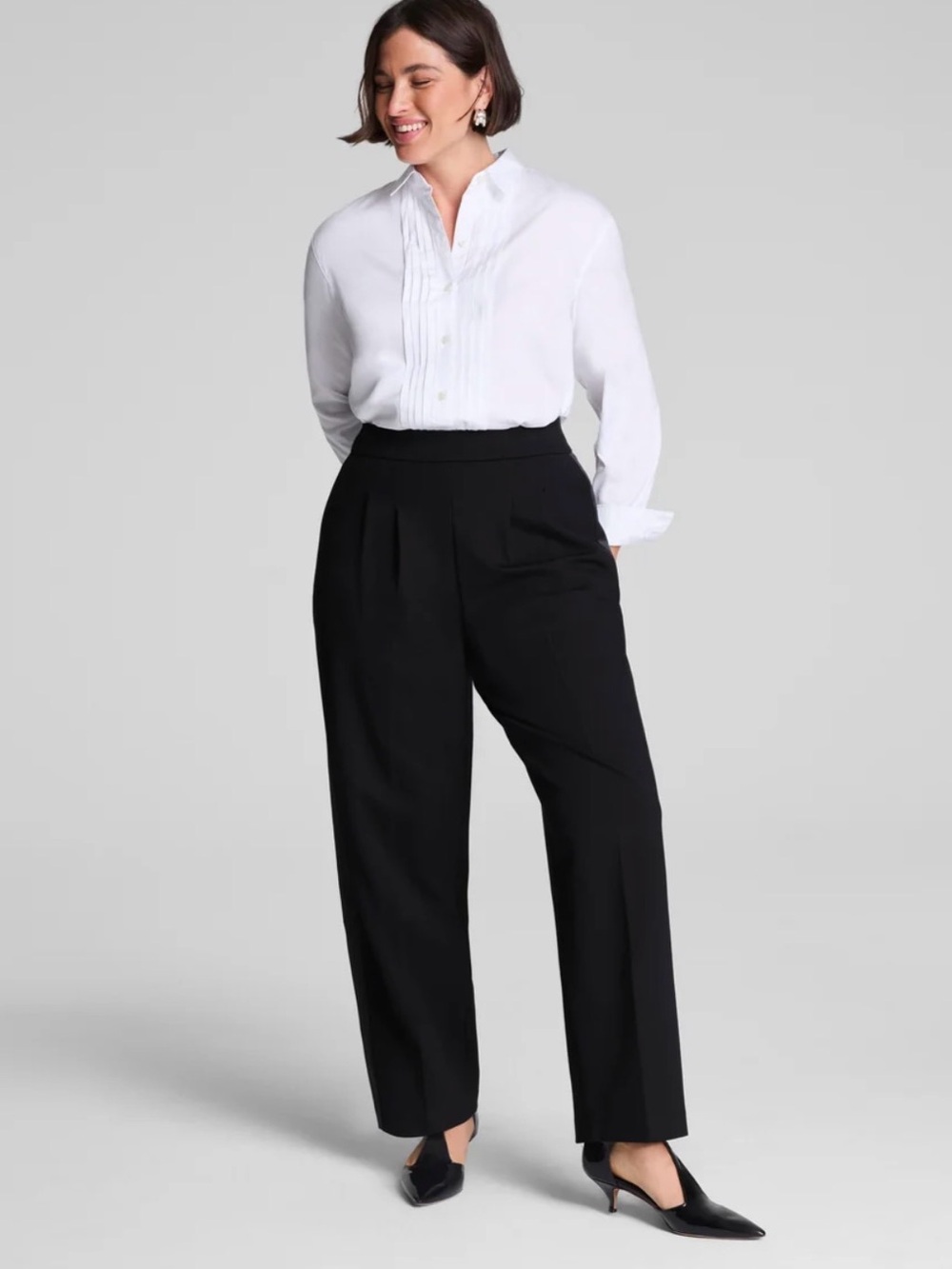 Spanx Ponte Straight Leg Pant with Tuxedo Stripe in Black